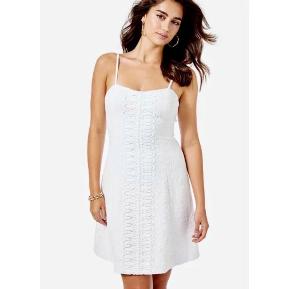 NWT Lilly Pulitzer Perry Stretch Dress Resort White Pineapple Pucker Jacquard 12